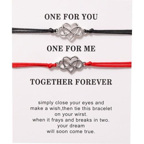 Wish New Card Bracelets Simple Personality 8-word Heart-shaped Wax Braided Bracelet Couples Girlfriends Adjustable Bracelet
