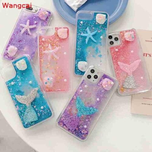 Phone Case For Samsung Galaxy A70 A60 A50 A50S A30S A40 A20E A30 A20 Cover Fashion Starfish Mermaid Glitter Liquid Quicksand
