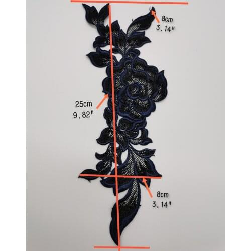 Black BlueWater Soluble Embroidery Lace Flower Cloth Stickers Clothes Wedding Dress Lace Appliques Sew Patch Scrapbooking