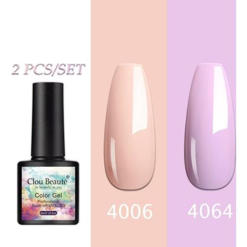 Clou Beaute 2Pcs/Set Colors Nail Gel Polish Semi Permanent Nail Polish Varnish Hybrid 8ml Lacquer Resin Remove with Acetone