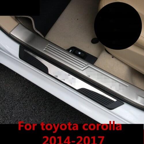 For toyota corolla 2014-2017 LED Stainless Steel Side Door Sill Scuff Plate Gaurds Pedal Pad Protector Car Accessories Sticker