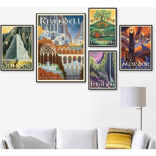 Travel Middle Earth Landscape Canvas Wall Art Poster Nordic Print Painting Nature Decoration Pictures Modern Home Decor No Frame