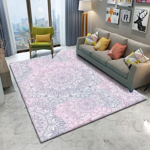 European Style Mandala Elegant Flower Rectangular Carpet Alfombra Bedroom Living Room Carpet Comfortable Flannel Decoration