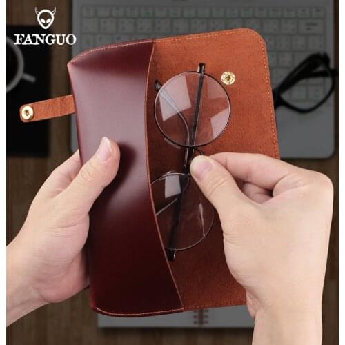 Classic Glasses Bags Genuine Leather Sunglasses Box Handmade Eyeglasses Protection Cover For Women Men Multi-function Pen Pouch