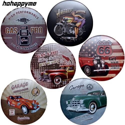 Gas Oil Garage Service Repair Round Metal Tin Sign Coffee Pub Club Gallery Poster Tips Vintage Plaque Wall Cafe Decor Plate