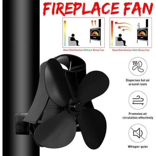 4 Blade Heat Powered Stove Fan Log Wood Burner Eco Kindly Quiet Home Wall Hanging Fireplace Fan Heat Distribution Fuel Saving