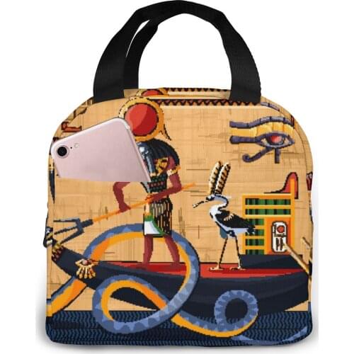 Insulated Lunch Bag Thermal Ancient Egypt Papyrus Tote Bags Cooler Picnic Food Lunch Box Bag