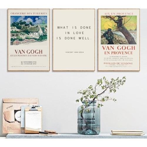 Vincent Van Gogh Painting Canvas Art Prints Original French Exhibition Vintage Posters Wall Pictures Home Room Gallery Decor