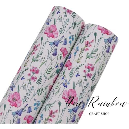 New Rainbow 22X30cm A4 Watercolor Pretty Floral Lichit Faux Leatherette Sheet For Making Bows, Earrings, Accessories