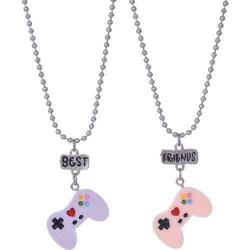 Cute Games Console Simulation BFF 2 Pendant Necklace Resin Best friends Friendship Jewelry Fashion Souvenir Gifts For Kids 2018