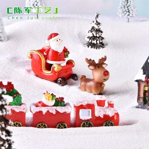 Dollhouse Miniature Christmas Tree Snowman Gift Box Decor Ornament Sleigh Micro Landscape Snow Scene New Year Decor for home
