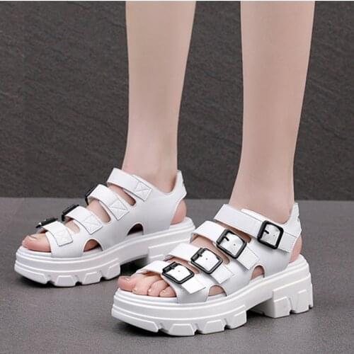 Fashion Buckle Summer Childrens Roman Sandals 2021 Soft Leather Fashion Princess Shoes Party Show High Top Kids Girl Shoes