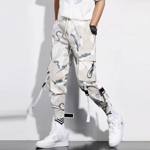 2020 Streetwear Mens Pants Camouflag Cargo Elastic waist Sweatpants Men Hip Hop Streetwear Casual jogging Harem Pant Male Pants