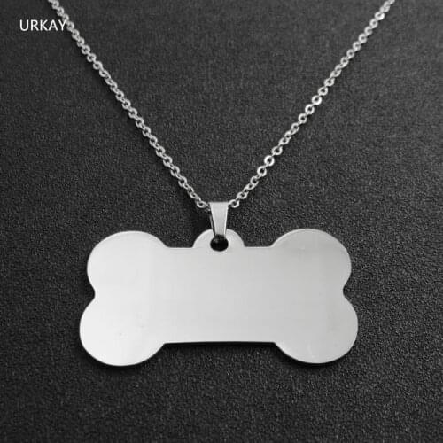 4sizes Stainless Steel Dog Bone Dogtags Necklace Pendant Fashion DIY Logo Jewelry
