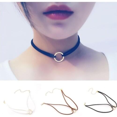 Women Rope Chain Wool Necklaces Circle Geometry Neck Chokers Fashion Jewelry Round Party Accessories For Engagement Gifts