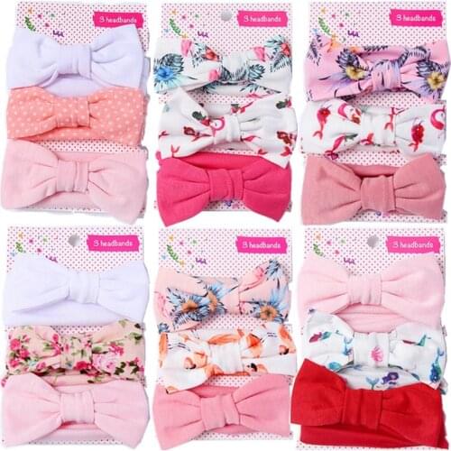 PatPat 2020 New Arrival 3-piece Baby Toddlers Lovely Solid Polka Dots Floral Allover Combined Stretchy Headband Accessories