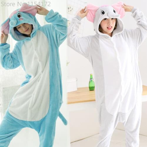 Anime Adult Onesies Pyjamas Cartoon Animal Cosplay Costume Pajamas Adult Onesies Sleepwear Halloween Kigurumi Elephant
