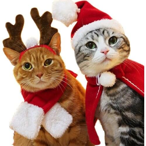 Christmas Pet Cat Clothes for Cats Costumes for Katten Winter Plush Cat Coat Cloak Pet Clothing for Small Cat Kitty Cats Clothes