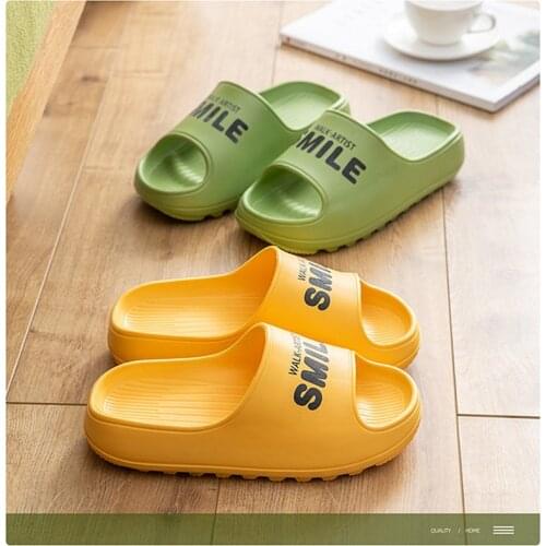 Candy Color Home Shoes Women Summer EVA Silent Deodorant Non-Slip Bathroom Couple Sandals Thick-Soled Q Elastic Mens Slippers