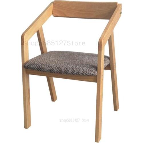 Solid Wood Dining Chair Fashion Home Nordic Desk Chair Coffee Restaurant Chair Simple Study Office Backrest Computer Chair
