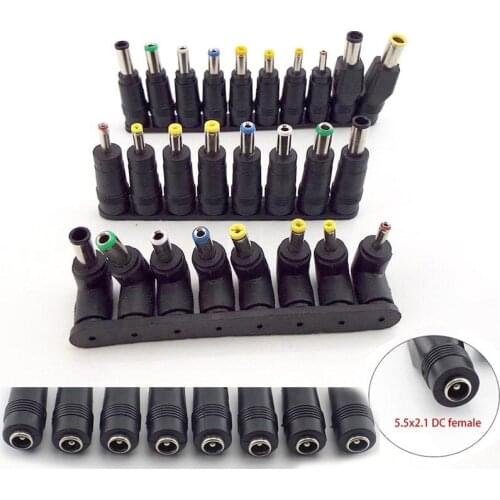 Universal 5.5mmx2.1mm DC female to Male Plug AC Power Supply Adapter Tips Connector Kits for Laptop Jack Sets