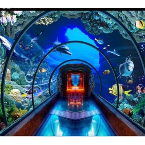 Wellyu Underwater World Aquarium 3D background wall painting custom large mural wallpaper papel de parede para quarto