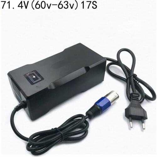 17S 71.4V 3A 2.5A 2A Charger for 17Series 60V（63V）Lithium Li-ion Battery Pack LiPo Electric Bike Scooter Cells Polymer Charging