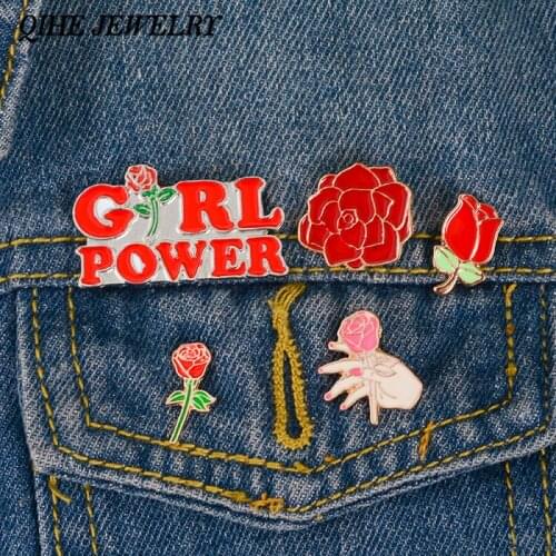QIHE JEWELRY Rose pins collection ~ Flower Red Pink Flower Pins Enamel pins Lapel pin Flower brooch Gifts for mom Mother day