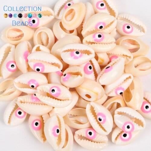 10-20mm Natural Pink Eyes Seashell Cowrie Conch Loose Spacer Beads Beach DIY for Jewelry Making Sea Shells Bracelet 10Pcs