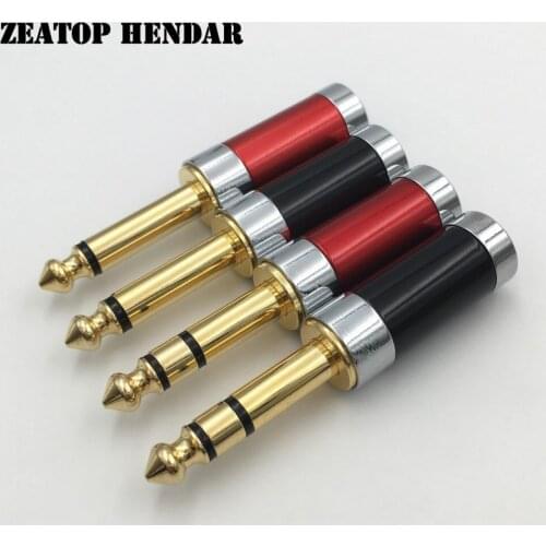 100Pcs 6.35mm 2 3 Pole Mono / Stereo Audio Jack 6.35 Assembly Guitar Microphone Plug Soldering for 6mm / 8mm Cable Connector
