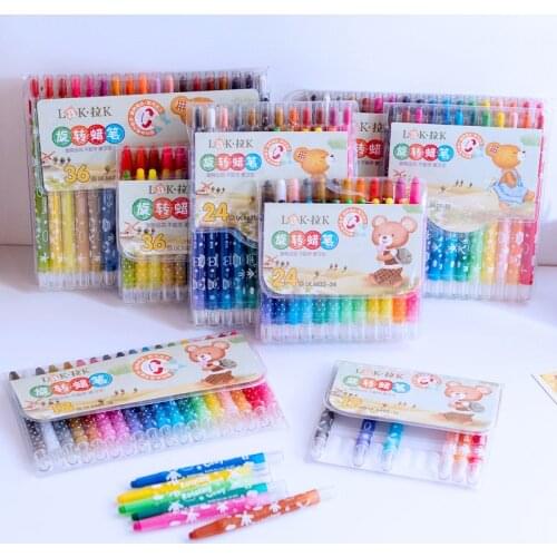 12/18/24/36 Non-toxic color water-soluble crayon silky oil pastel stick erasable children rotary painting art supplies kids