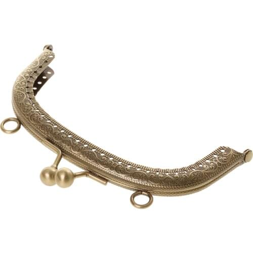 2pcs Metal Purse Clutch Bag Frame Bead Kiss Clasps Lock Frame 12.5cm 16.5cm