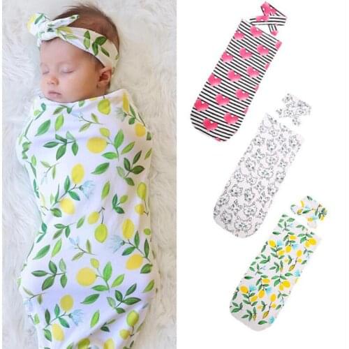 2020 Baby Spring and Autumn Bedding Clothing Newborn Baby Baby Patterned Sleeping Bag Bag Long Sleeve Clothing Hair Band Set