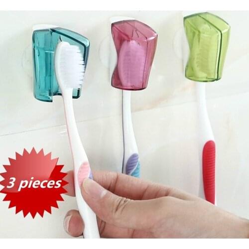 3pcs/set Toothbrush Holder Dustproof Wallmount Suction Cup Toothbrush Cover Rack Cap Toothbrush Holder