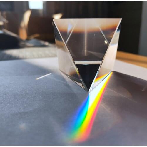 60mm High Quality Optical Glass Transparent Rainbow Rectangular Polyhedral Popularization Science Studying Student Pyramid Prism