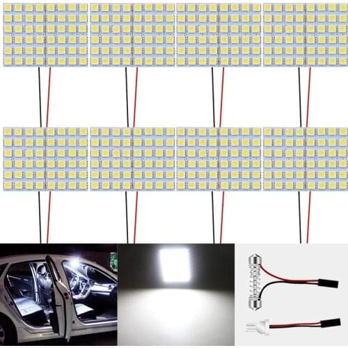 8-Pack 48-SMD White LED Light with 8 X T10 Adapter Car Camper RV Interior Lighting Panel Dome Lamp Map Roof Ceiling Bulb 12V
