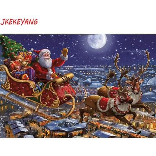 5D Diy diamond painting Santa Claus and Reindeer Christmas Celebration Diamond Mosaic Rhinestone Embroidery cross stitch Y3486