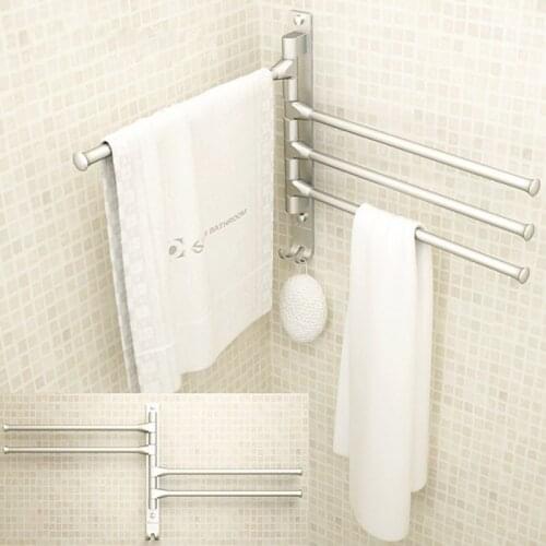 European Space Aluminium Towel Rack 4/3/2 Arms Towel Hanging with Hooks Bathroom Towel Rack Movable Towel Bars Bathroom Products