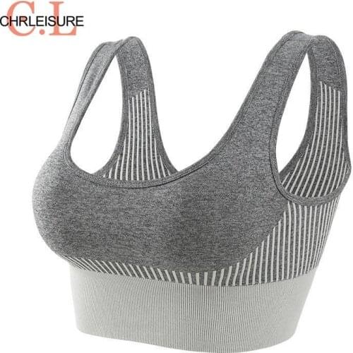 CHRLEISURE Womens Sexy Seamless Sports Bra Padded Push-Up Fitness Bra Quick Dry Shirt Women Breathable Running Clothing