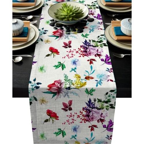 Colorful Rose Flower Modern Table Runners Mat Coasters Holidays Party Wedding Decor Table Runner Dining Table Cover