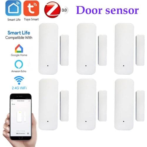 5pcs smart home tuya door sensor wifi zigbee door sensor detector app alarm automation residential Security support alexa google