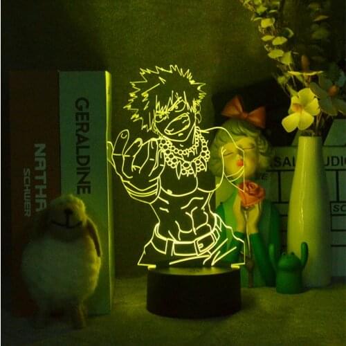 Game 3D Nightlight Table Lamp Anime My Hero Academia Bakugou Katsuki Boy Girl Cool Kids Bedroom Decor Manga Cute Cartoon Gift
