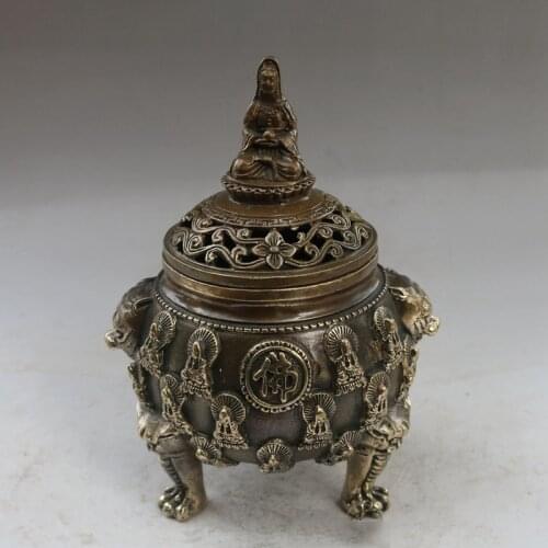 Exquisite Old Brass Buddha Statue Incense Burner Made During The Daming Xuande Censer Statue
