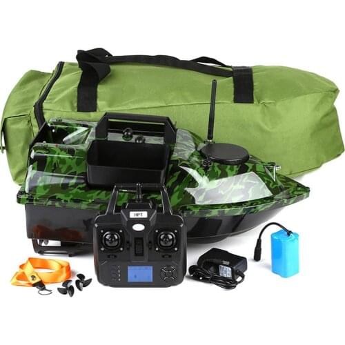 500M Camo Wireless RC Boat GPS Fishing Bait Boat Upgrade 3 Hoppers Hook/Bait Post Boat with Handbag