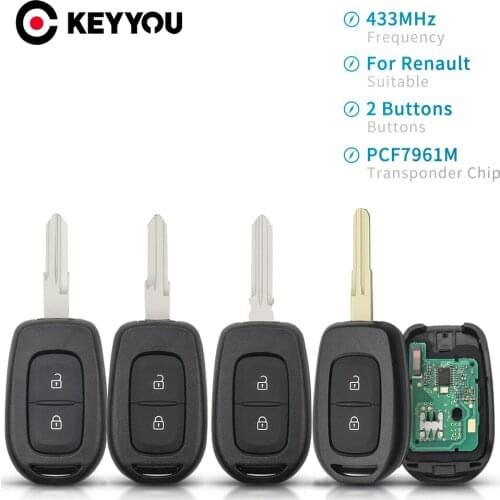 KEYYOU 10x Car Remote Key For Renault Sandero Logan Lodgy Dokker Dacia Duster PCF7961M 433Mhz Uncut Auto Smart Control Key