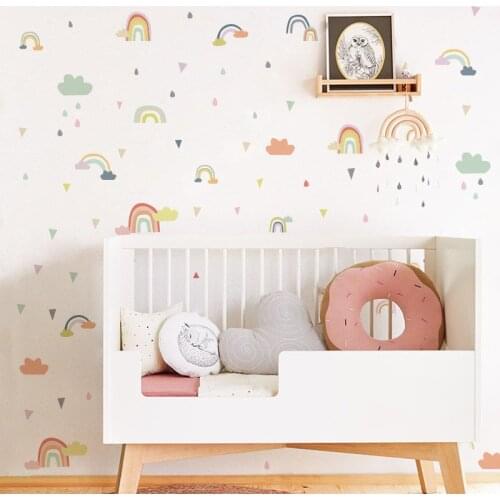 Colorful Rainbow Cloud DIY Wall Stickers for Kids Room Baby Nursery Bedroom Living Room Home Decoration Art Wall Decals Poster