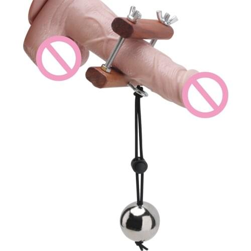 Penis massage small wooden stick jj fixture traction stretching gravity pendant massage ring adult products male masturbation