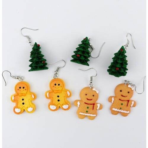 Cute Fashion Christmas Tree Santa Claus Snowman Unusual Earrings For Women Resin Creative Funny Pendant Jewelry Accessories