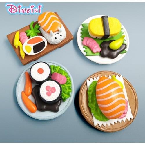 Diy Miniature Food Sushi Miniature Figurine Pretend play Kitchen Resin Toy Doll House DIY Accessories gift Baby Gift