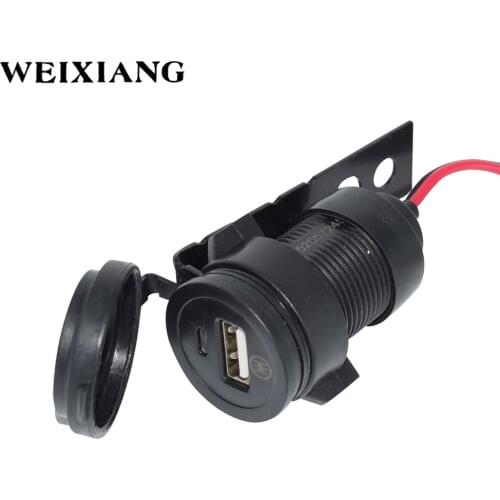 DC 5V/1A Motorcycle USB Charger Socket 12V Power Outlet Adapter Black Blue LED For iPhone 7 Plus 6s 6 5s 5 Mobile Cell Phone